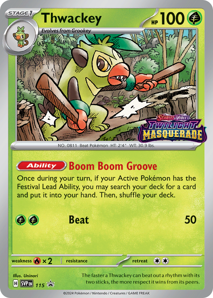 Thwackey – Scarlet & Violet Black Star Promos 115 Pokémon card