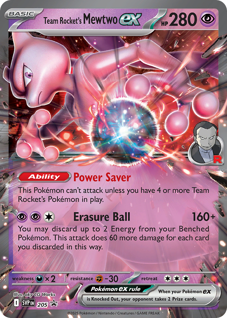 Team Rocket’s Mewtwo ex – Scarlet & Violet Black Star Promos 205 Pokémon card