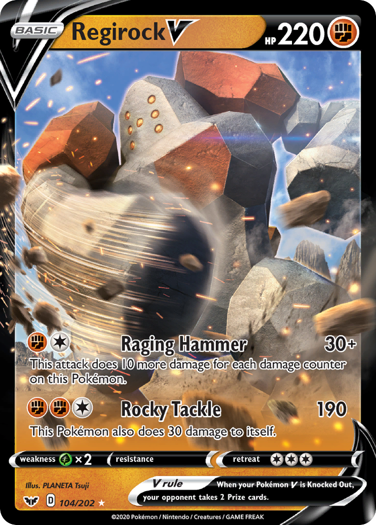Regirock V – Sword & Shield 104/202 Pokémon card