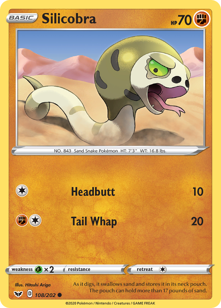 Silicobra – Sword & Shield 108/202 Pokémon card