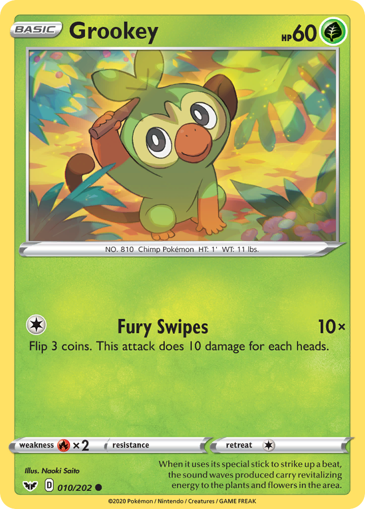 Grookey – Sword & Shield 010/202 Pokémon card