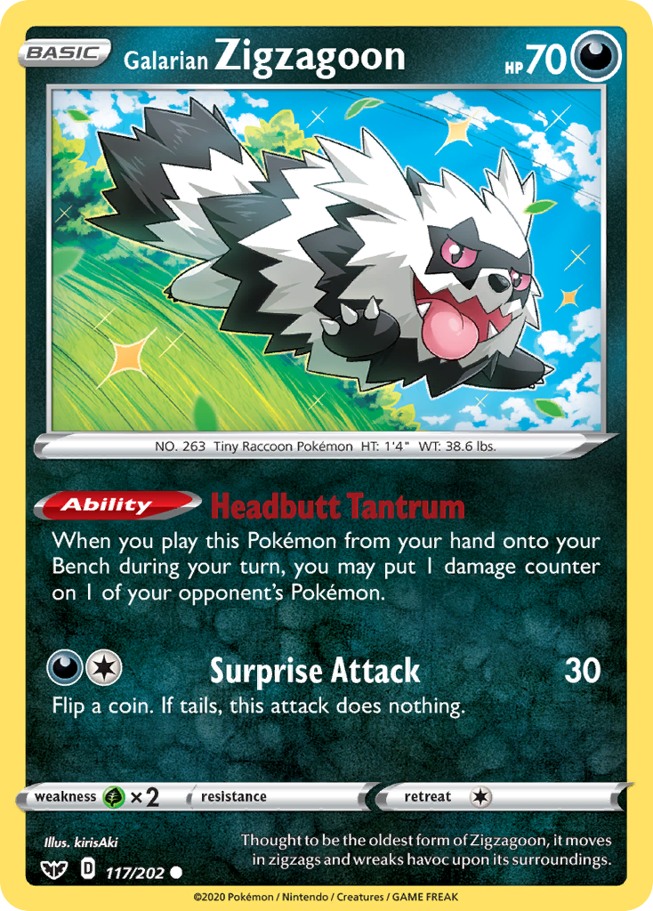 Galarian Zigzagoon – Sword & Shield 117/202 Pokémon card