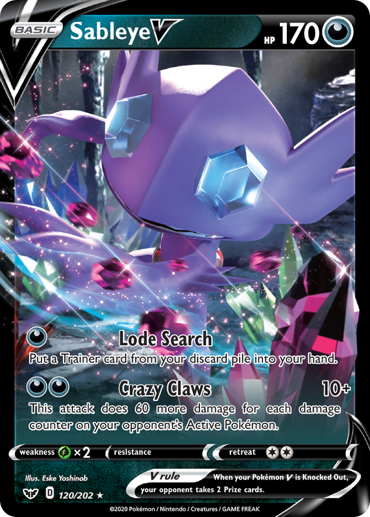 Sableye V – Sword & Shield 120/202 Pokémon card