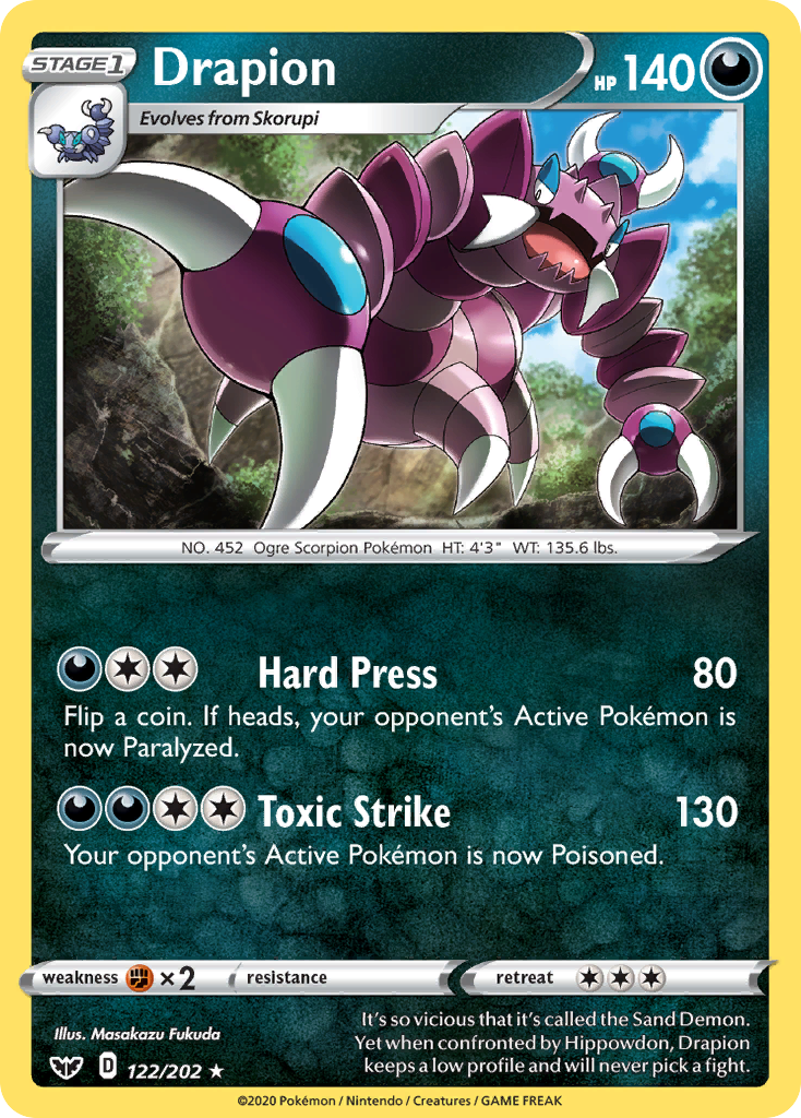 Drapion – Sword & Shield 122/202 Pokémon card