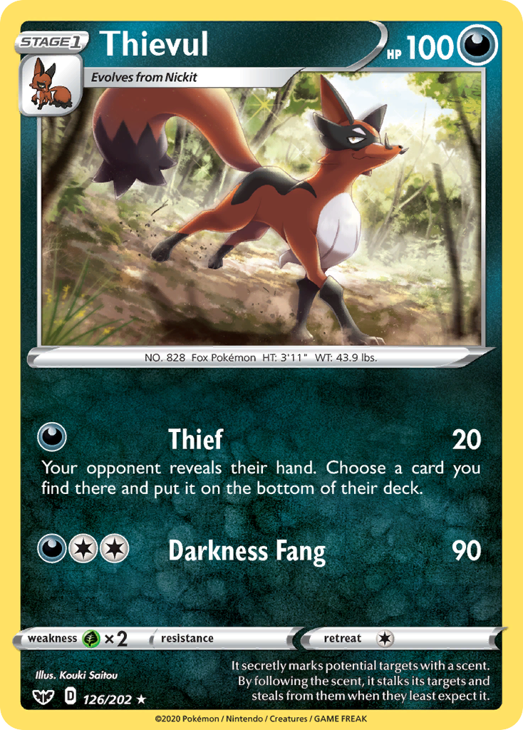 Thievul – Sword & Shield 126/202 Pokémon card
