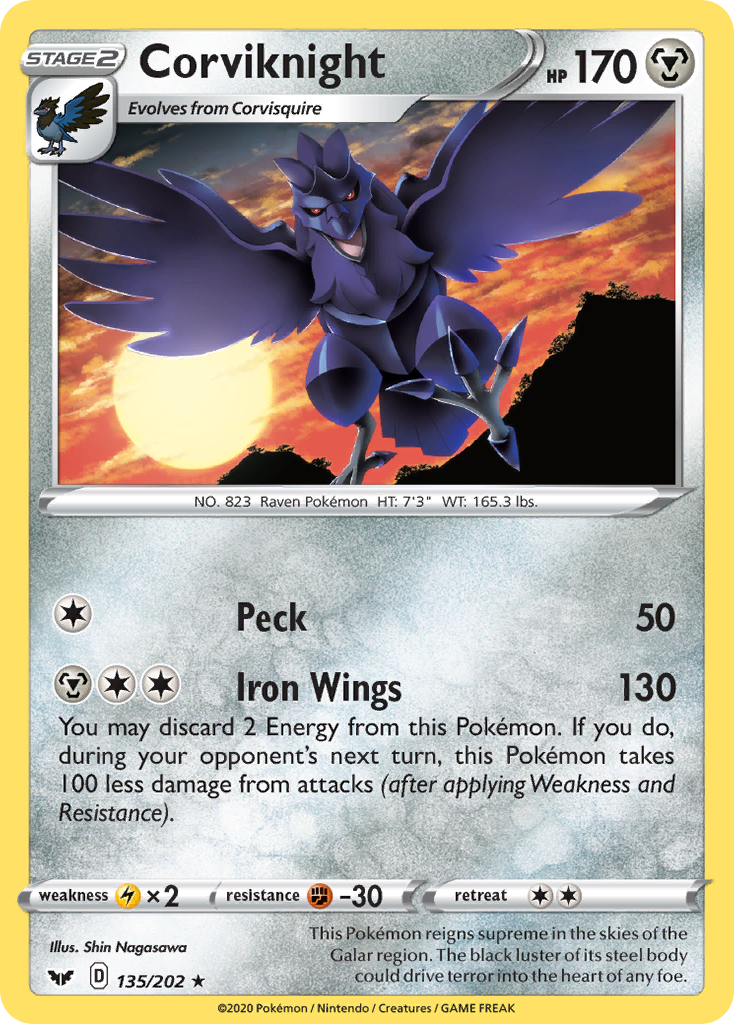 Corviknight – Sword & Shield 135/202 Pokémon card
