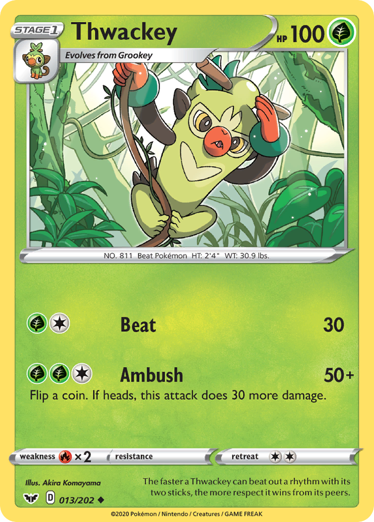 Thwackey – Sword & Shield 013/202 Pokémon card