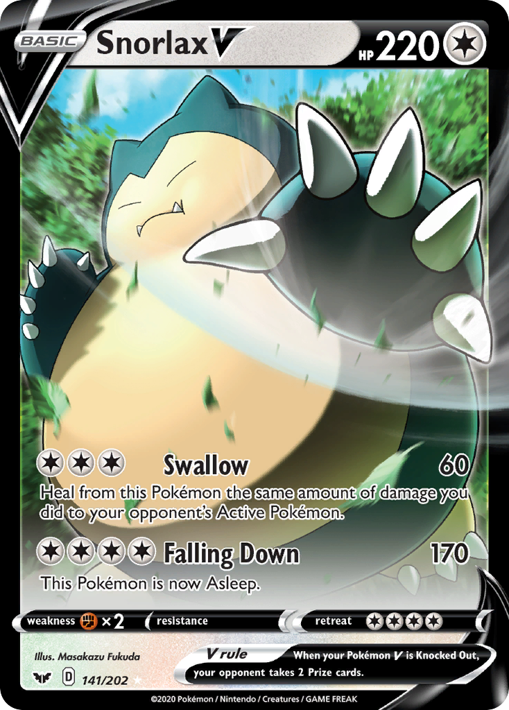 Snorlax V – Sword & Shield 141/202 Pokémon card