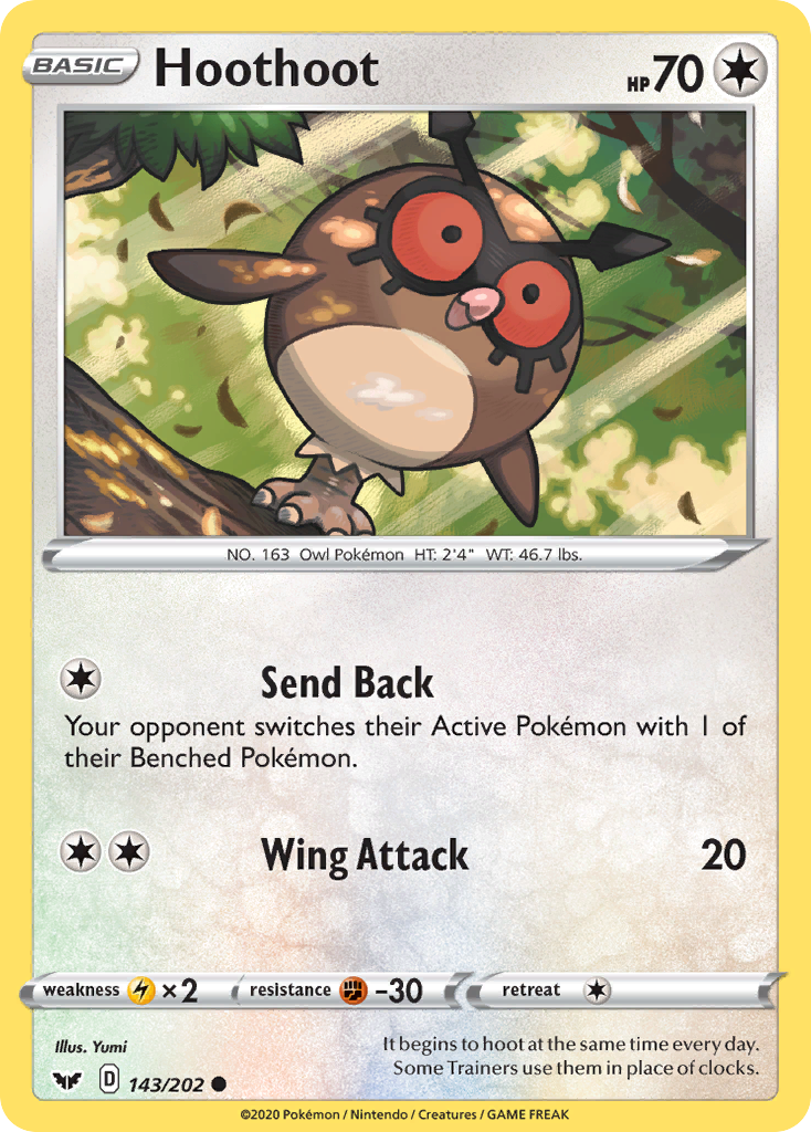 Hoothoot – Sword & Shield 143/202 Pokémon card