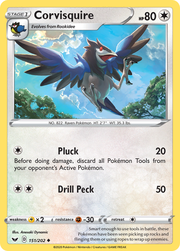 Corvisquire – Sword & Shield 151/202 Pokémon card