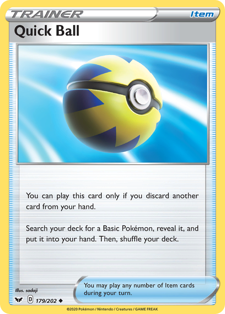 Quick Ball – Sword & Shield 179/202 Pokémon card