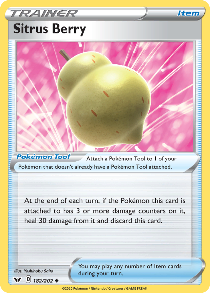 Sitrus Berry – Sword & Shield 182/202 Pokémon card