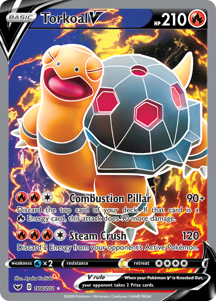 Torkoal V – Sword & Shield 188/202 Pokémon card