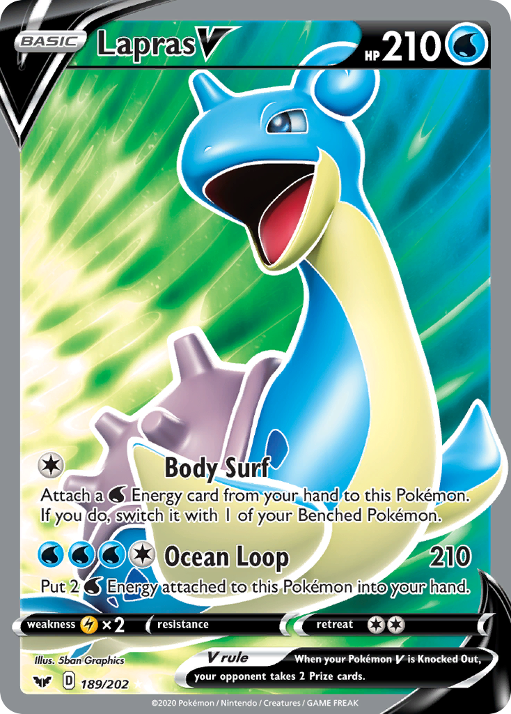 Lapras V – Sword & Shield 189/202 Pokémon card