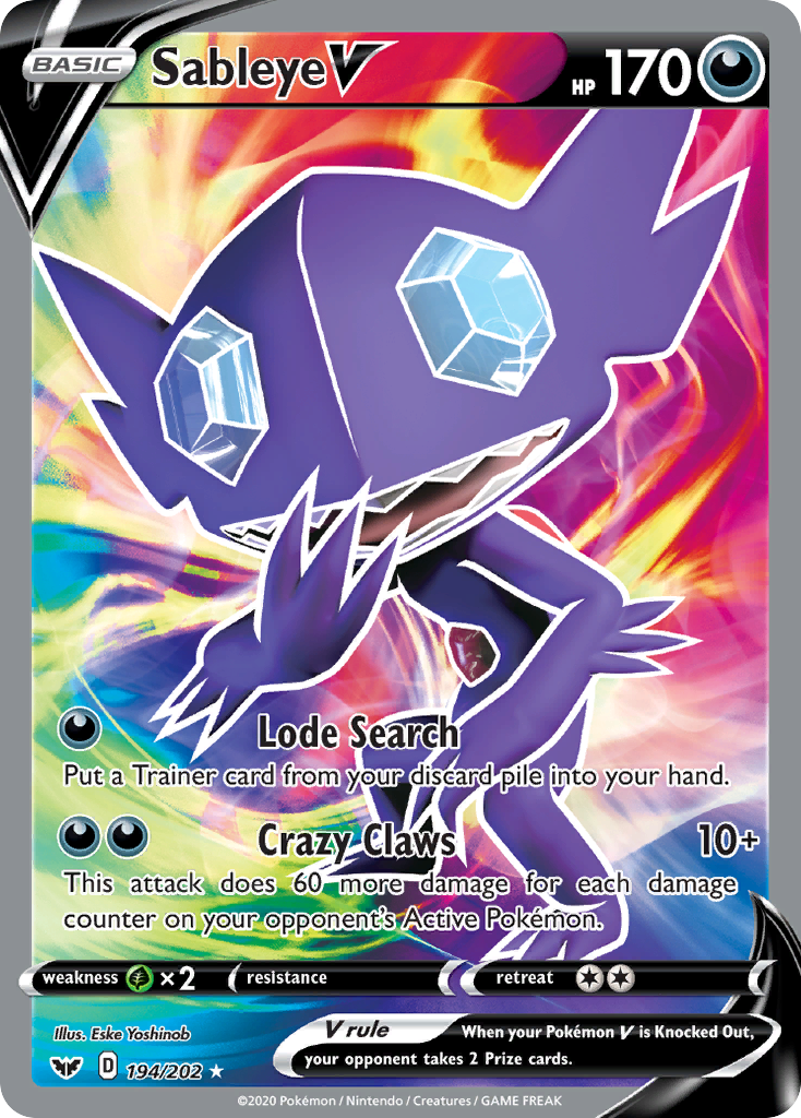 Sableye V – Sword & Shield 194/202 Pokémon card