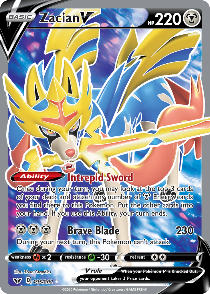 Zacian V – Sword & Shield 195/202 Pokémon card