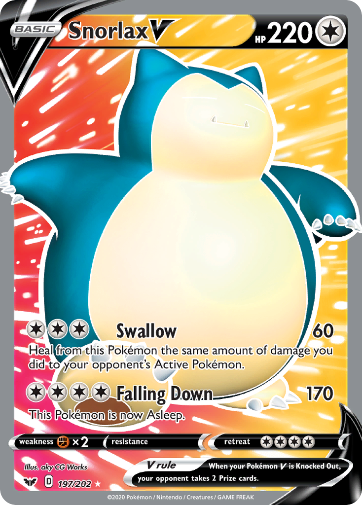 Snorlax V – Sword & Shield 197/202 Pokémon card