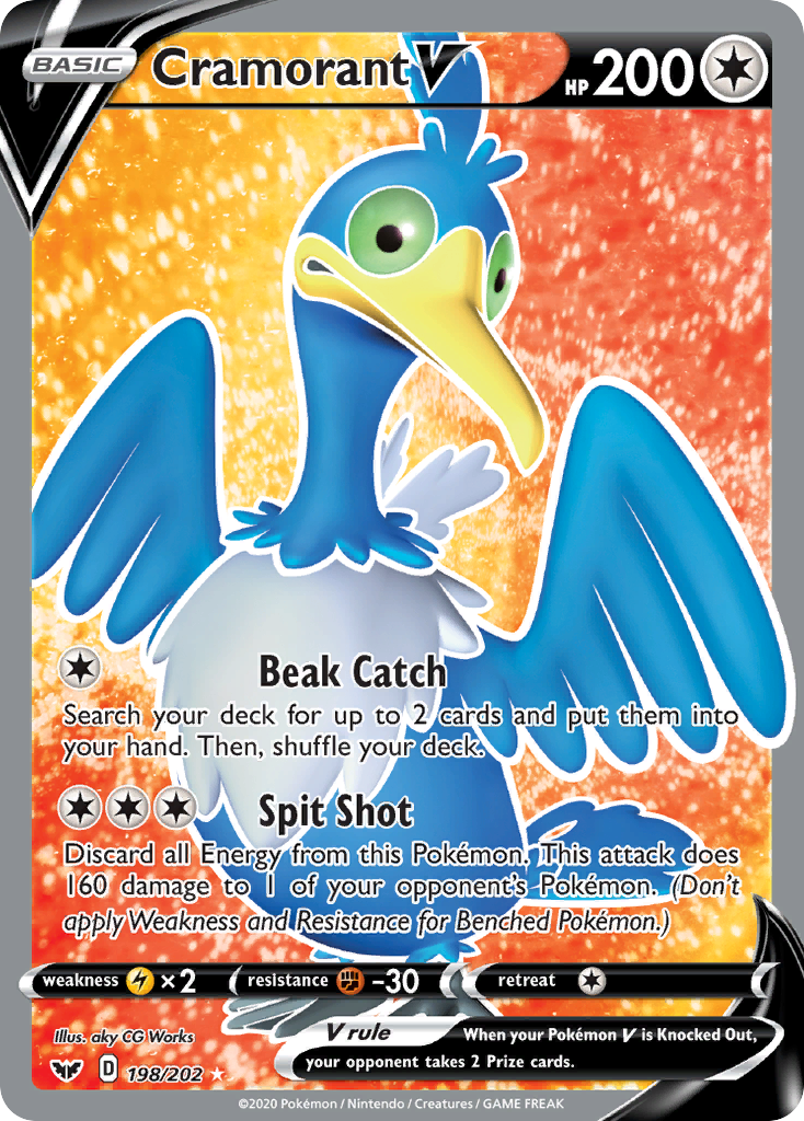Cramorant V – Sword & Shield 198/202 Pokémon card