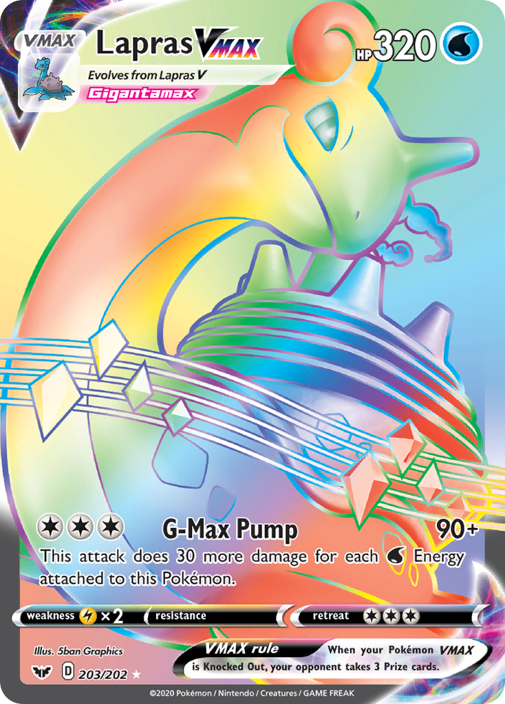 Lapras VMAX – Sword & Shield 203/202 Pokémon card