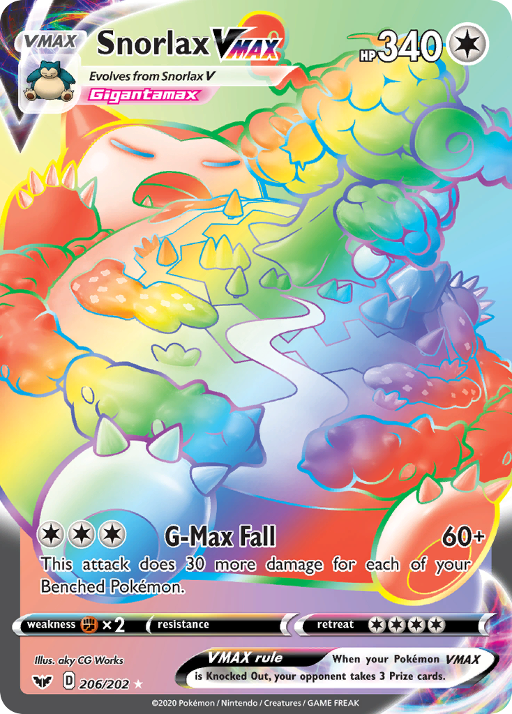 Snorlax VMAX – Sword & Shield 206/202 Pokémon card