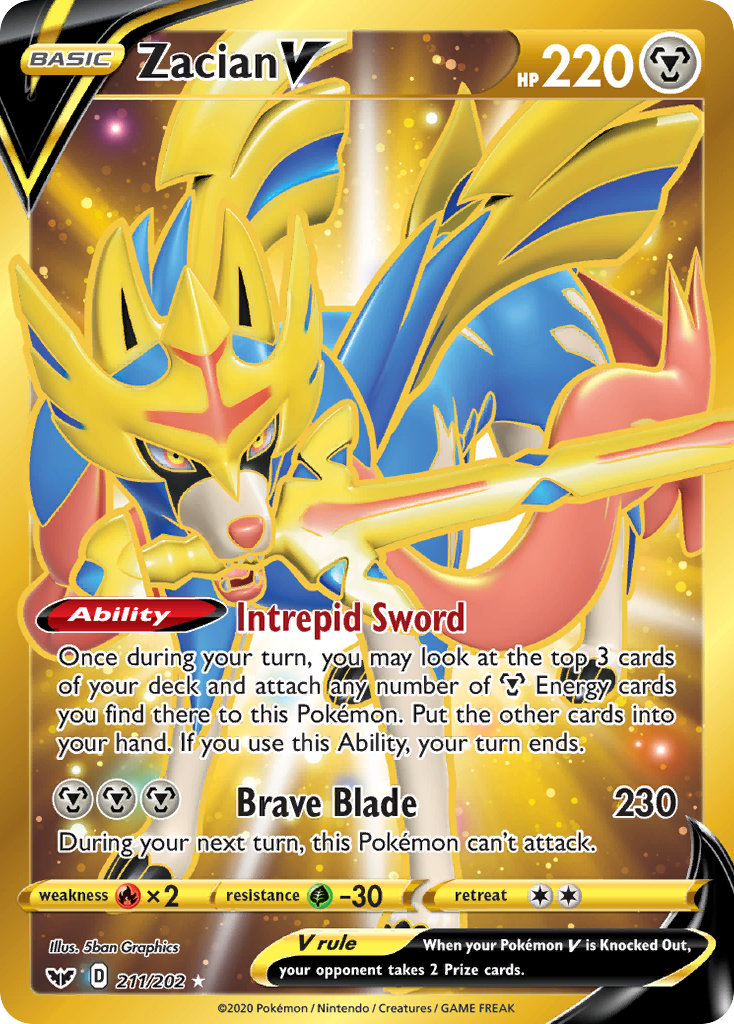 Zacian V – Sword & Shield 211/202 Pokémon card
