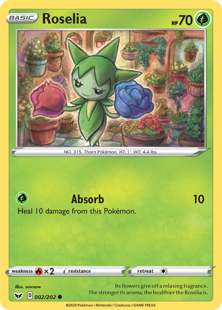 Roselia – Sword & Shield 002/202 Pokémon card