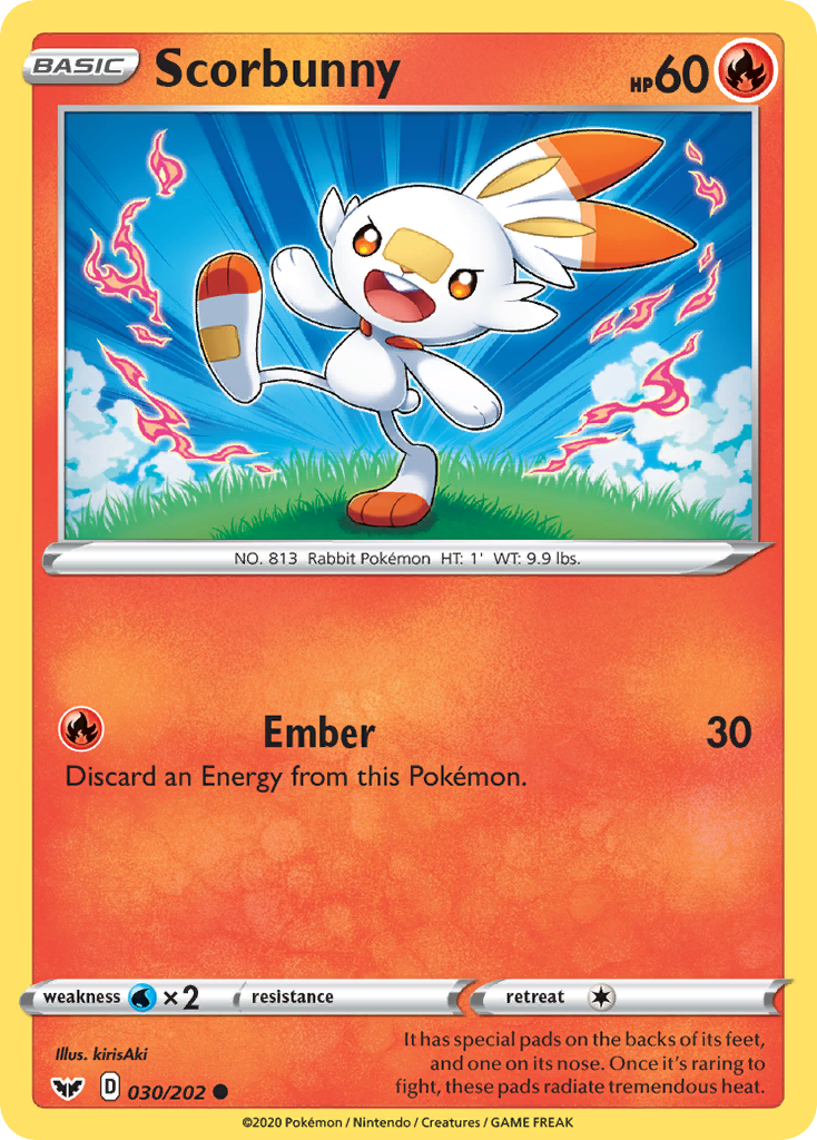 Scorbunny – Sword & Shield 030/202 Pokémon card