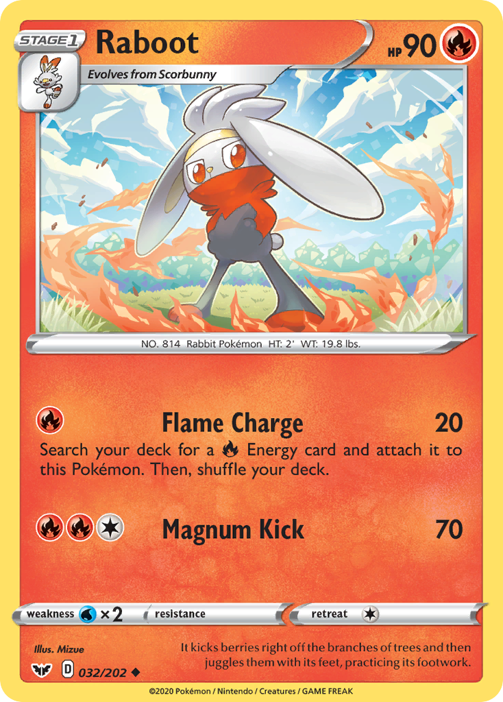 Raboot – Sword & Shield 032/202 Pokémon card