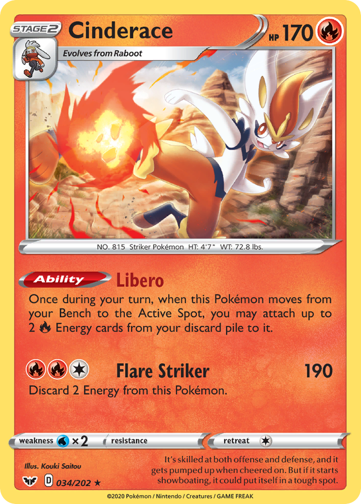 Cinderace – Sword & Shield 034/202 Pokémon card
