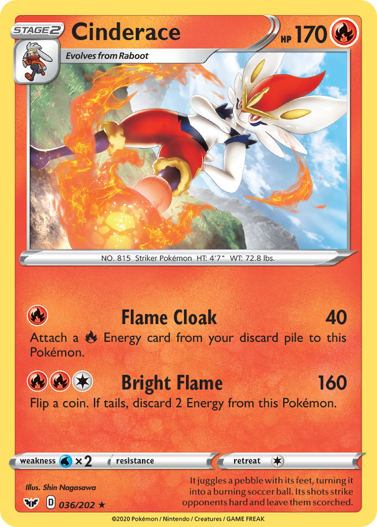 Cinderace – Sword & Shield 036/202 Pokémon card