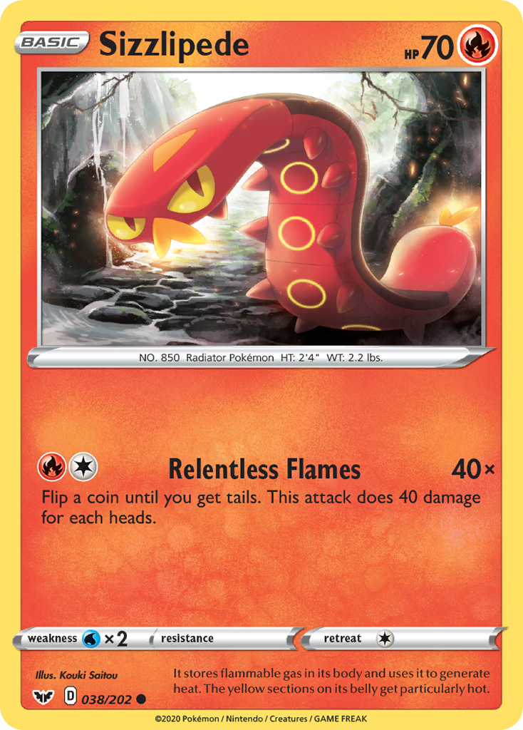 Sizzlipede – Sword & Shield 038/202 Pokémon card