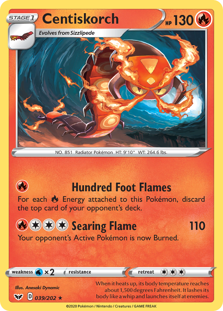 Centiskorch – Sword & Shield 039/202 Pokémon card