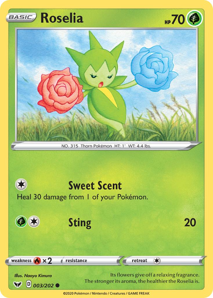 Roselia – Sword & Shield 003/202 Pokémon card