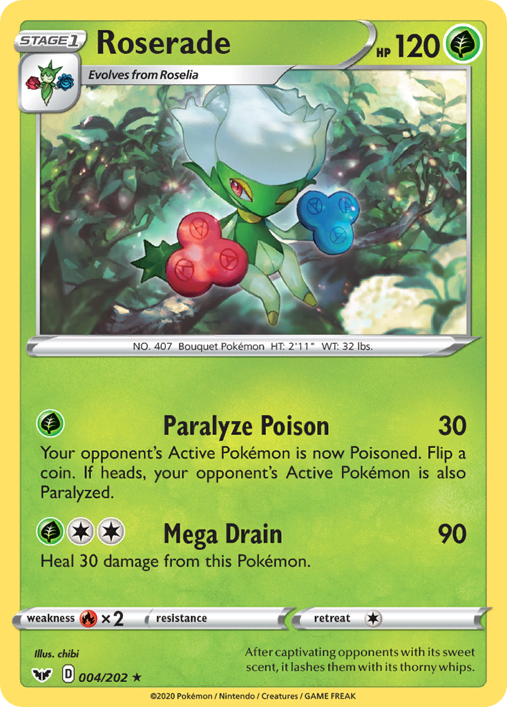Roserade – Sword & Shield 004/202 Pokémon card