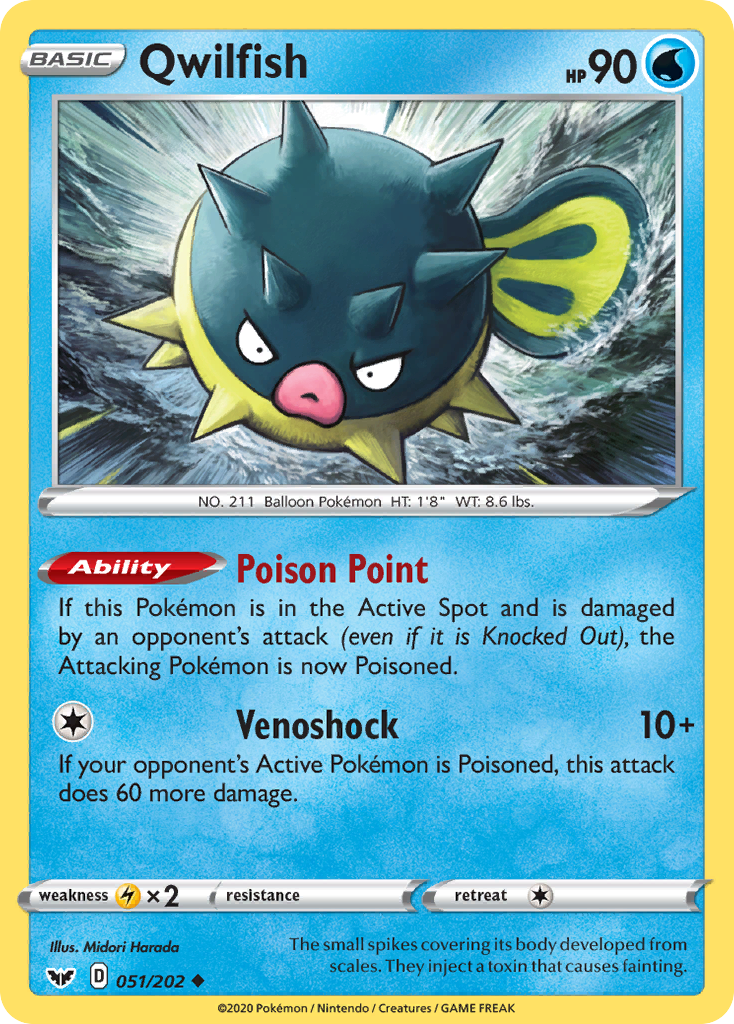 Qwilfish – Sword & Shield 051/202 Pokémon card