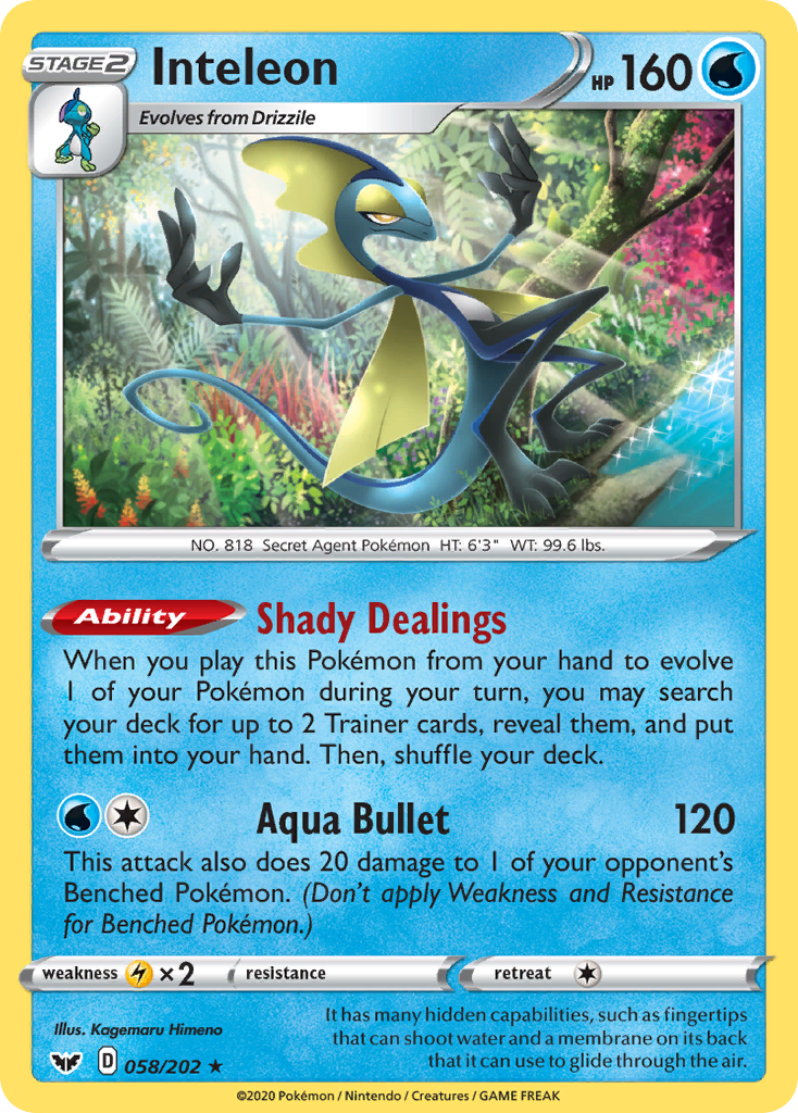 Inteleon – Sword & Shield 058/202 Pokémon card