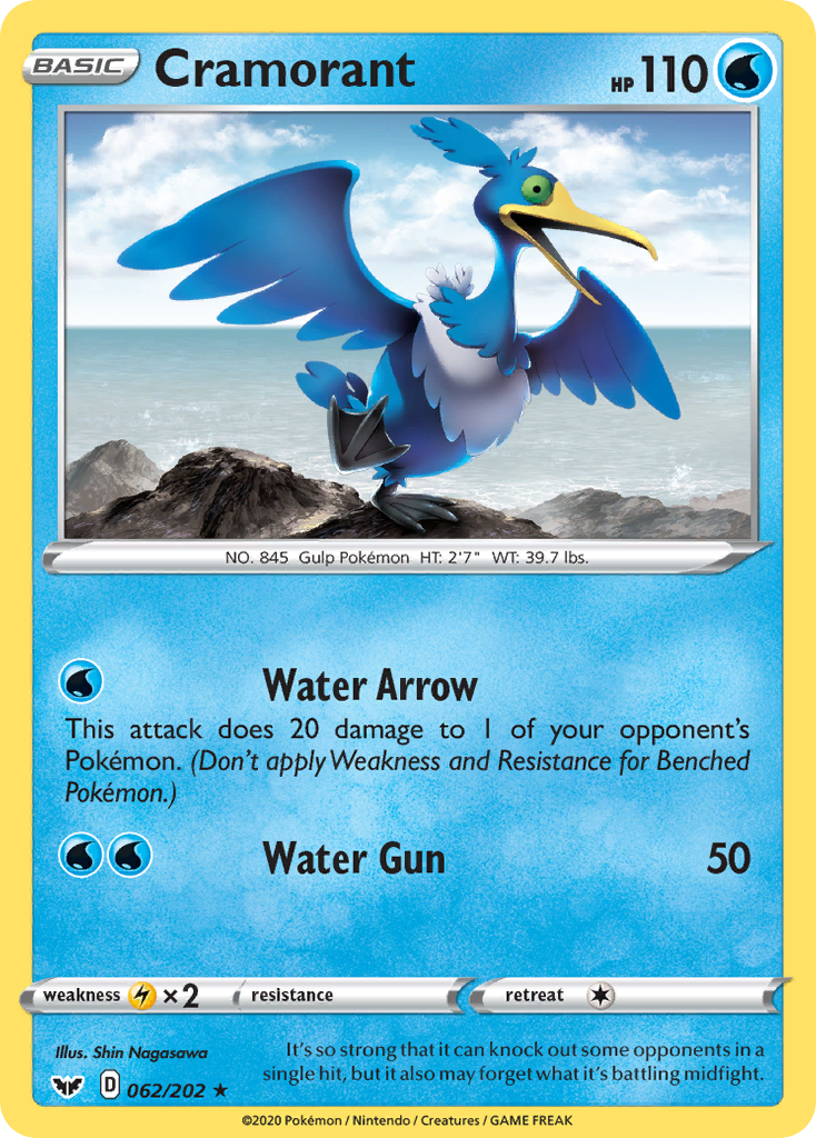 Cramorant – Sword & Shield 062/202 Pokémon card
