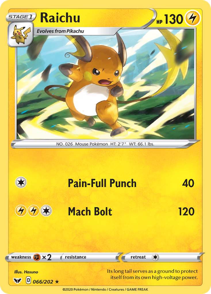 Raichu – Sword & Shield 066/202 Pokémon card
