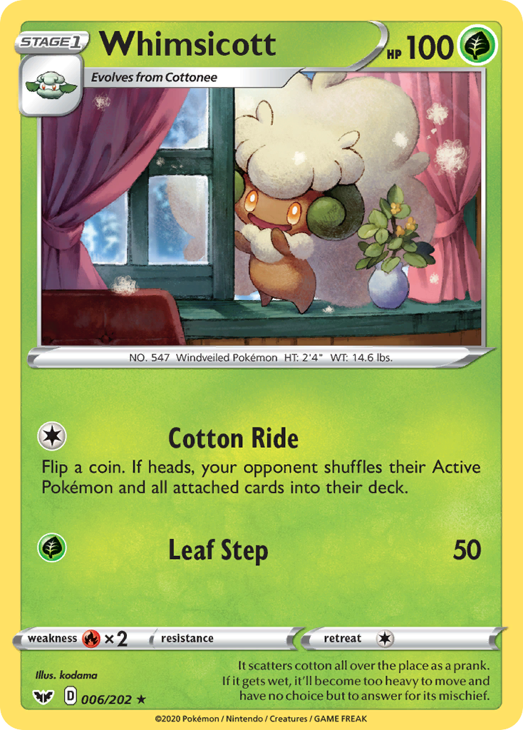 Whimsicott – Sword & Shield 006/202 Pokémon card