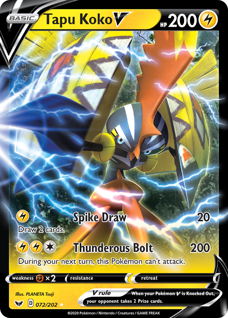 Tapu Koko V – Sword & Shield 072/202 Pokémon card