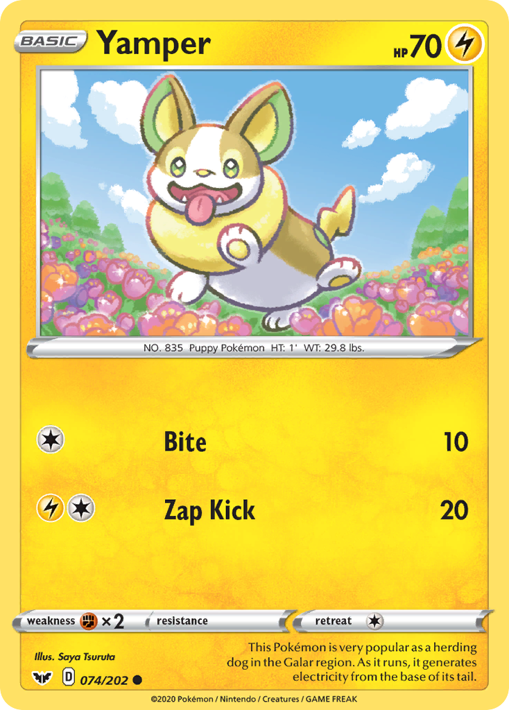Yamper – Sword & Shield 074/202 Pokémon card