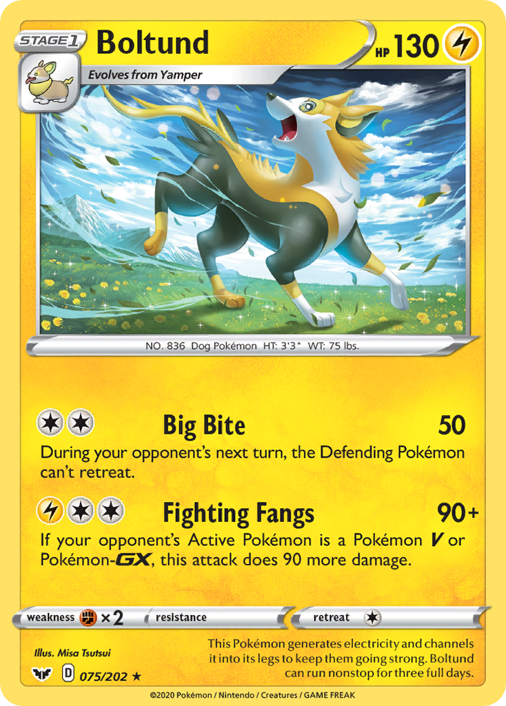 Boltund – Sword & Shield 075/202 Pokémon card