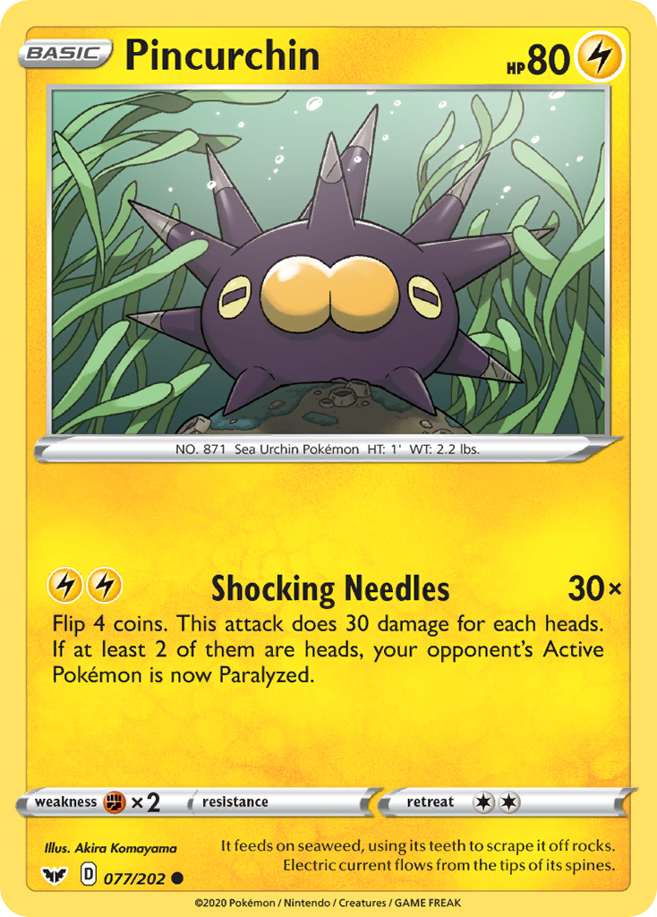 Pincurchin – Sword & Shield 077/202 Pokémon card