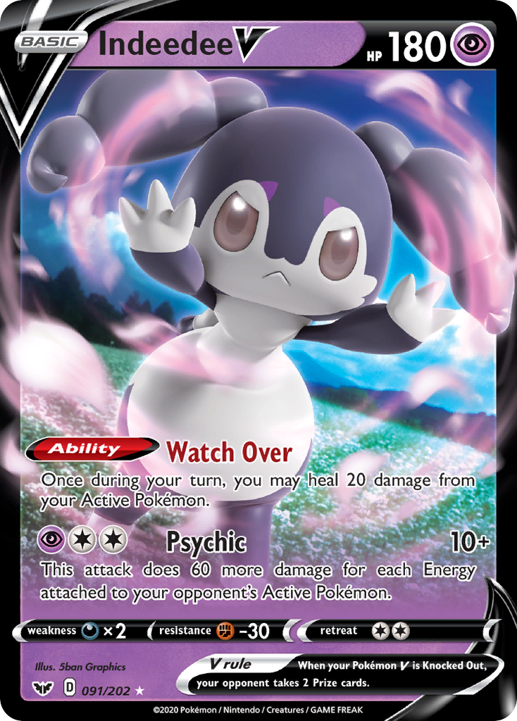 Indeedee V – Sword & Shield 091/202 Pokémon card
