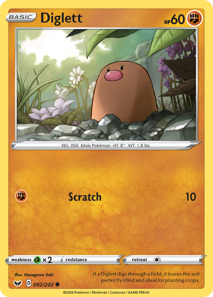 Diglett – Sword & Shield 092/202 Pokémon card