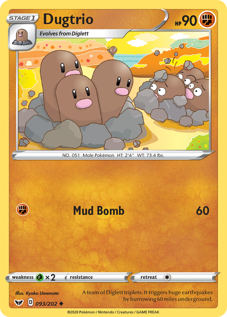 Dugtrio – Sword & Shield 093/202 Pokémon card