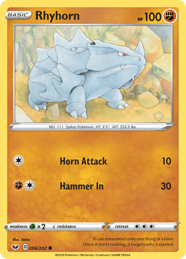 Rhyhorn - Sword & Shield 96