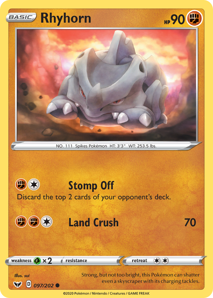 Rhyhorn – Sword & Shield 097/202 Pokémon card
