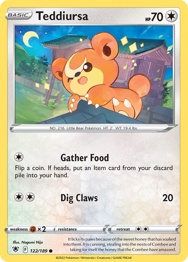 Teddiursa – Astral Radiance 122/189 Pokémon card