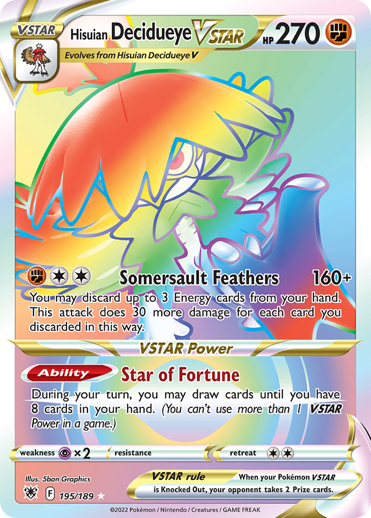 Hisuian Decidueye VSTAR – Astral Radiance 195/189 Pokémon card